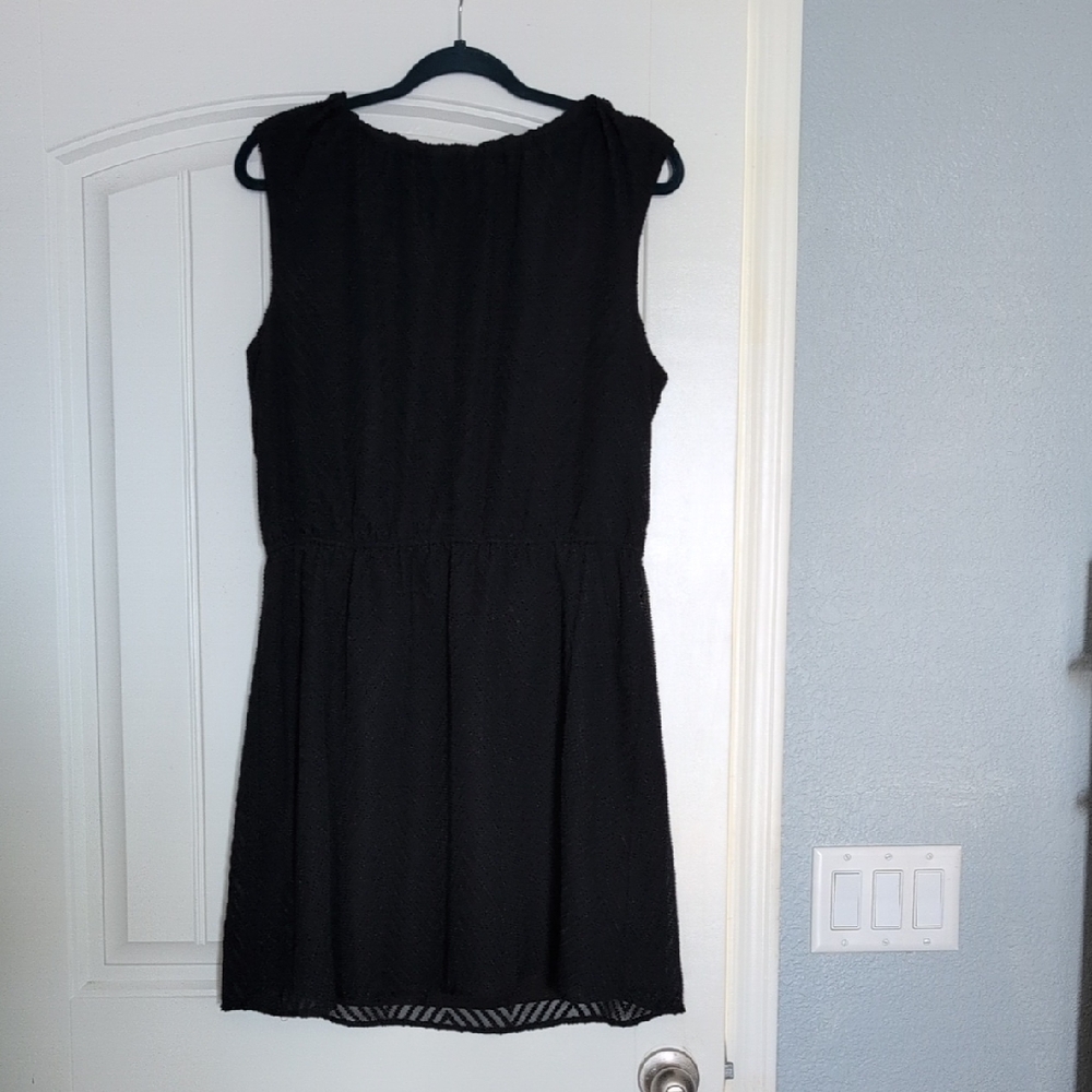 A New Day Tie Back Black Sleeveless Dress With Lace Overlay